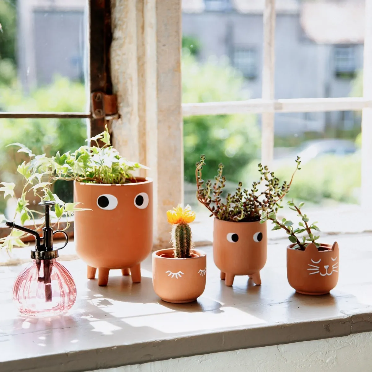 Hot Sass and Belle Mini Eyes Shut Terracotta Planter