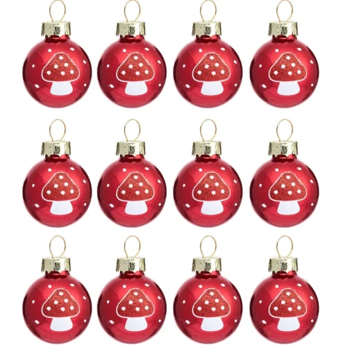 Outlet Sass and Belle Mini Mushroom Baubles - Set of 12