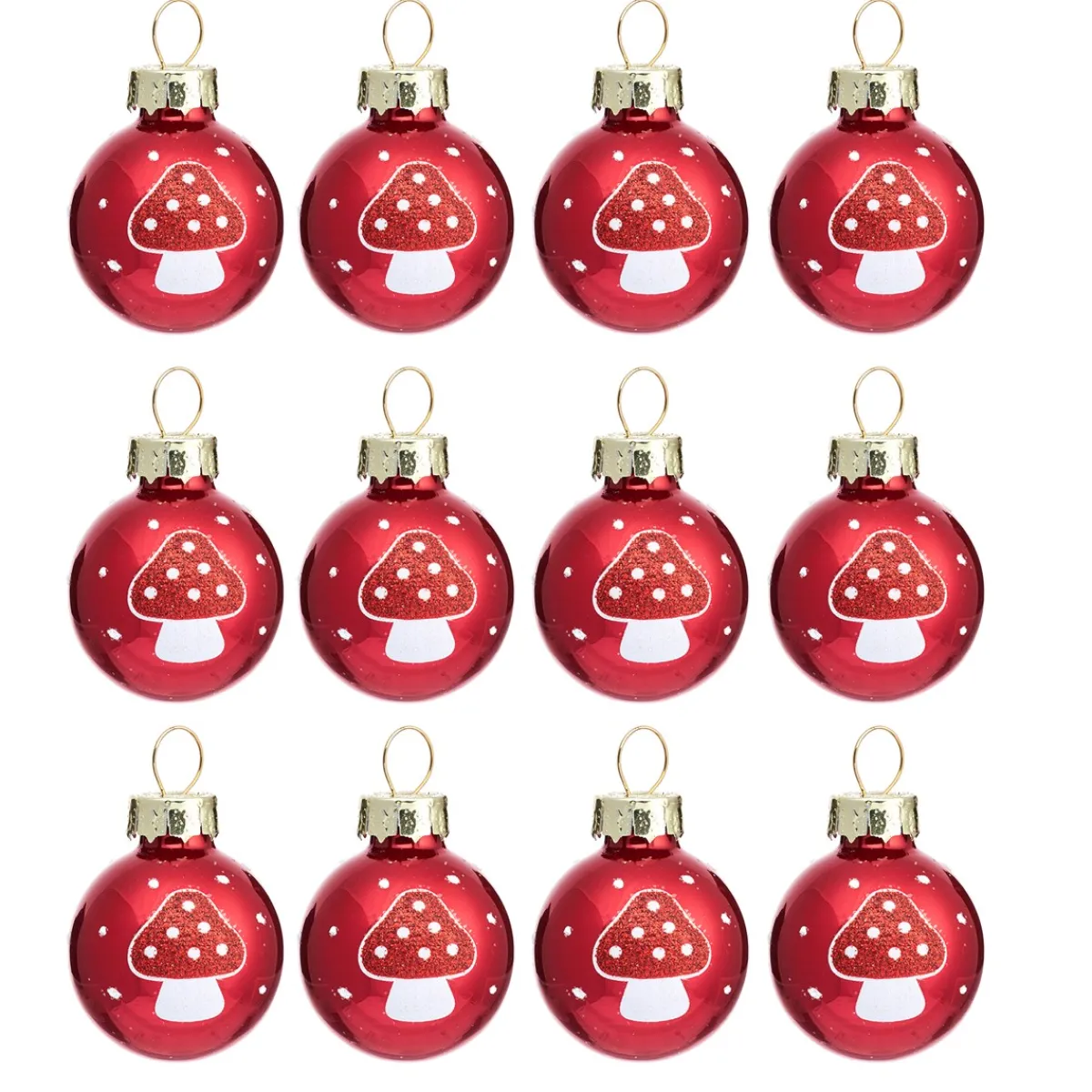 Outlet Sass and Belle Mini Mushroom Baubles - Set of 12