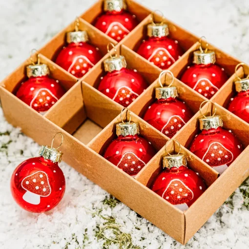 Outlet Sass and Belle Mini Mushroom Baubles - Set of 12