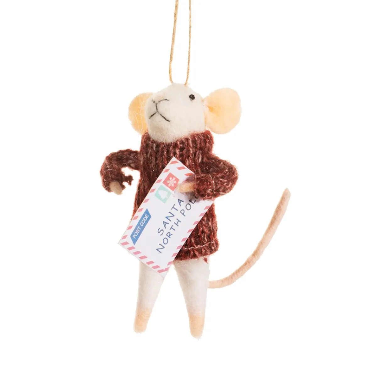 New Sass and Belle Mouse with Letter to Santa Felt Decoration