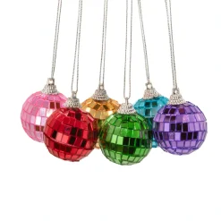 Clearance Sass and Belle Multicoloured Mirror Ball Bauble - Set of 6