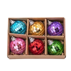 Clearance Sass and Belle Multicoloured Mirror Ball Bauble - Set of 6