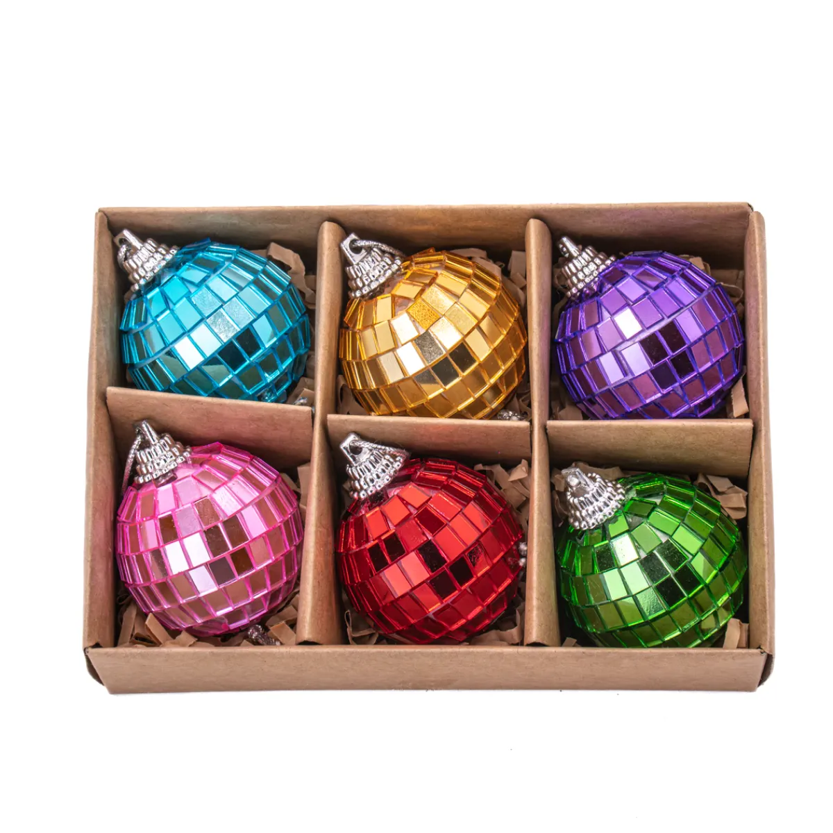 Clearance Sass and Belle Multicoloured Mirror Ball Bauble - Set of 6