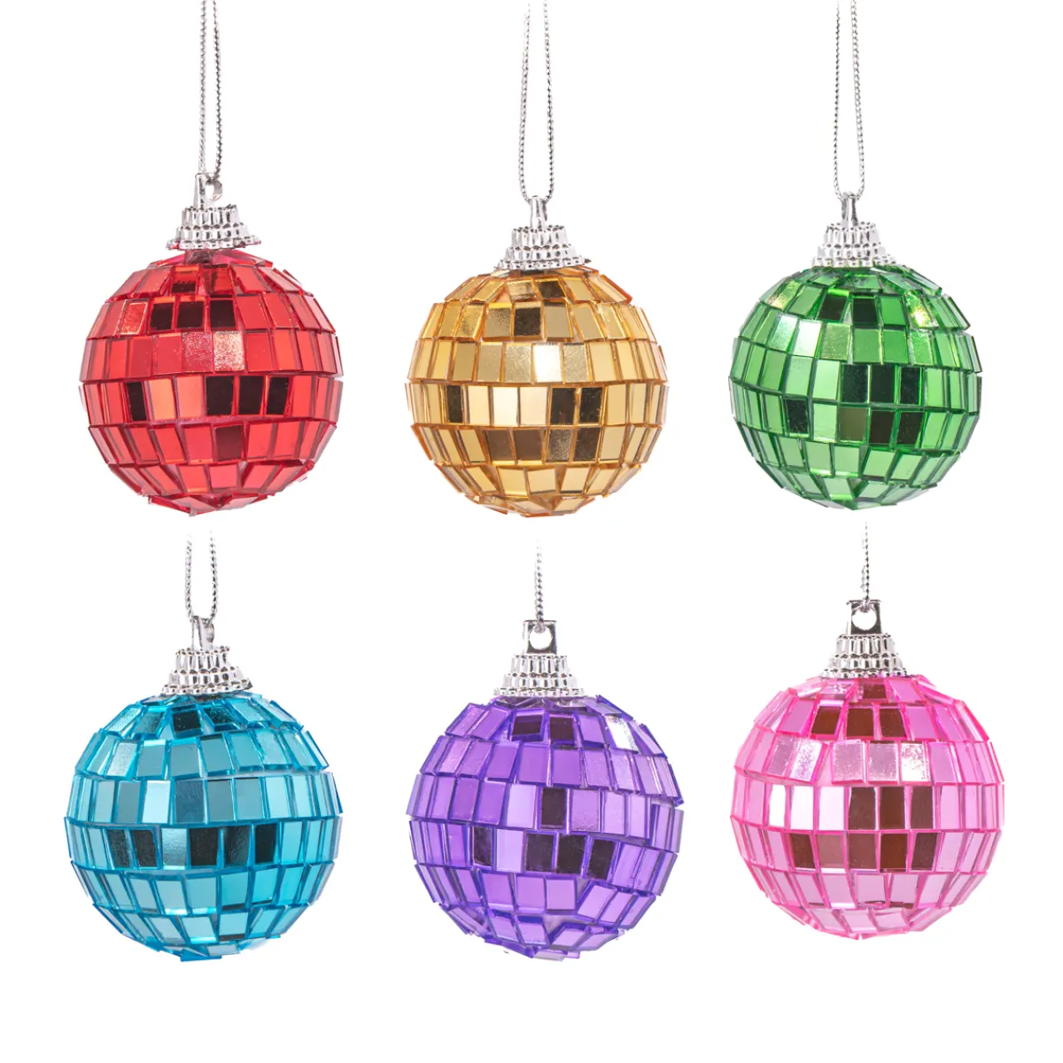 Clearance Sass and Belle Multicoloured Mirror Ball Bauble - Set of 6