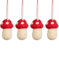 Sale Sass and Belle Mushrooms Felt Hanging Decoration - Set of 4
