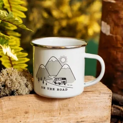 Outlet Sass and Belle On The Road Enamel White Mug