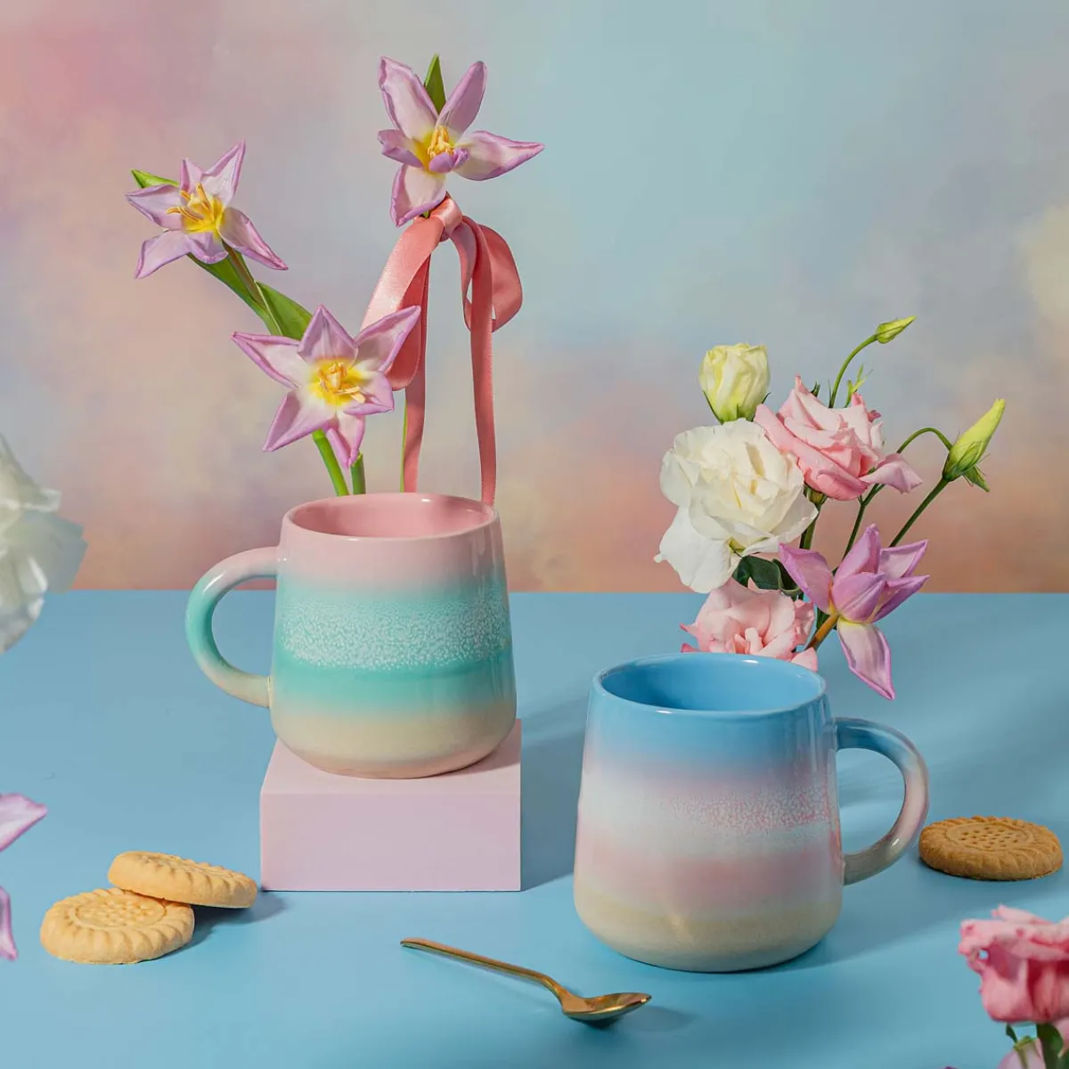 Clearance Sass and Belle Pastel Ombre Mug Pink & Green