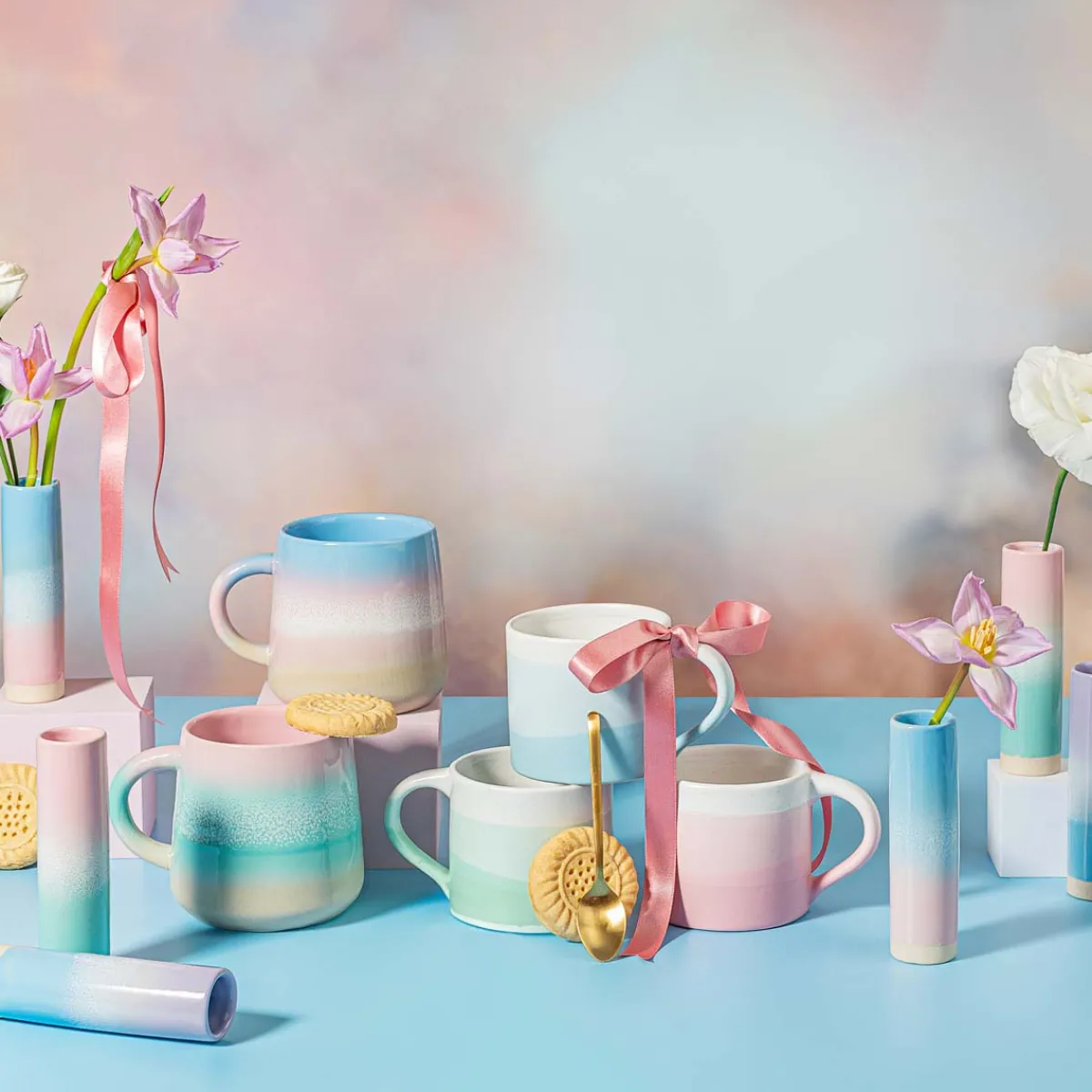 Clearance Sass and Belle Pastel Ombre Mug Pink & Green