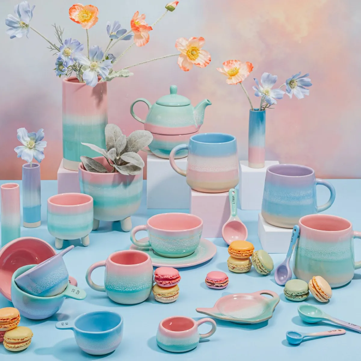 Outlet Sass and Belle Pastel Ombre Vase Pink & Green