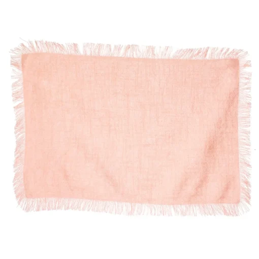 New Sass and Belle Pink Stonewash Placemats with Fringed Edge - Set of 2