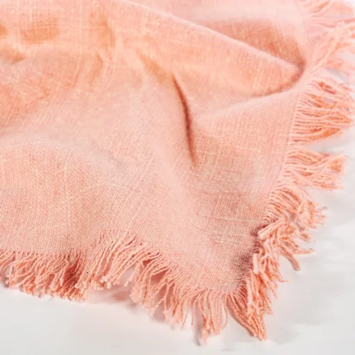 New Sass and Belle Pink Stonewash Placemats with Fringed Edge - Set of 2