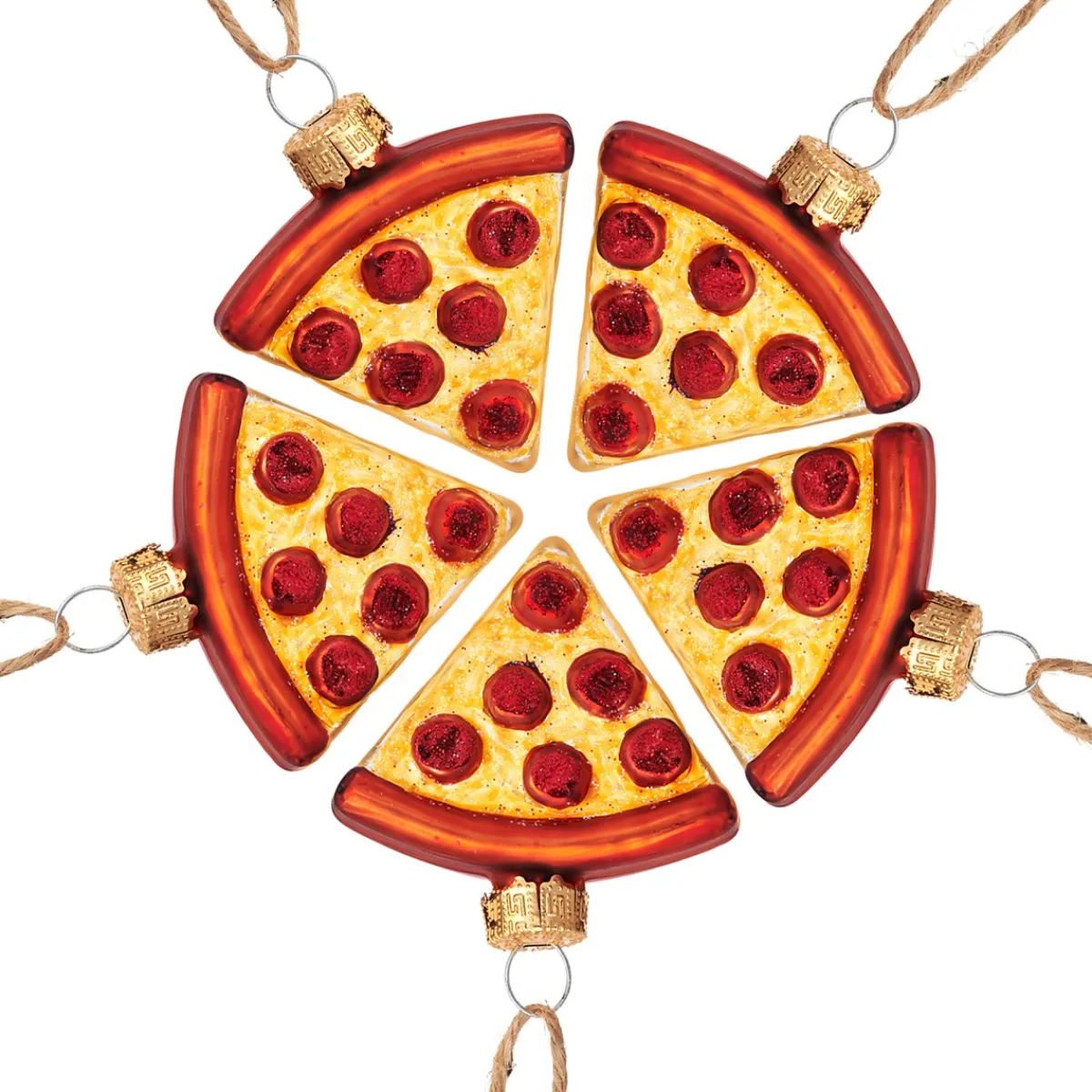 Clearance Sass and Belle Pizza Slices Baubles in a Box -Set of 5