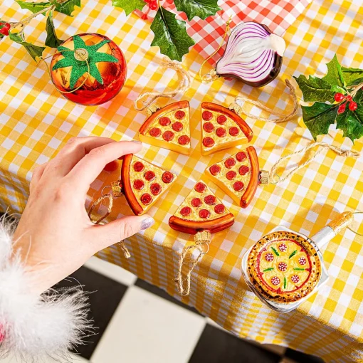 Clearance Sass and Belle Pizza Slices Baubles in a Box -Set of 5