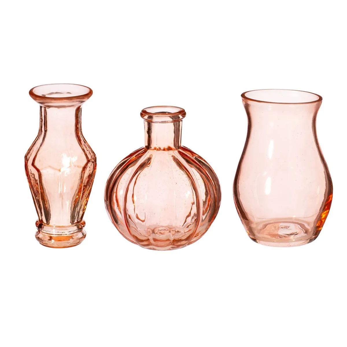 Outlet Sass and Belle Recycled Glass Vintage Bud Vase Pale Pink - Set of 3