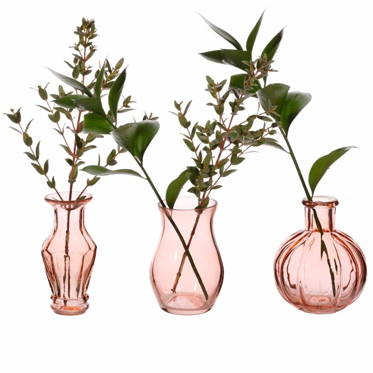 Outlet Sass and Belle Recycled Glass Vintage Bud Vase Pale Pink - Set of 3