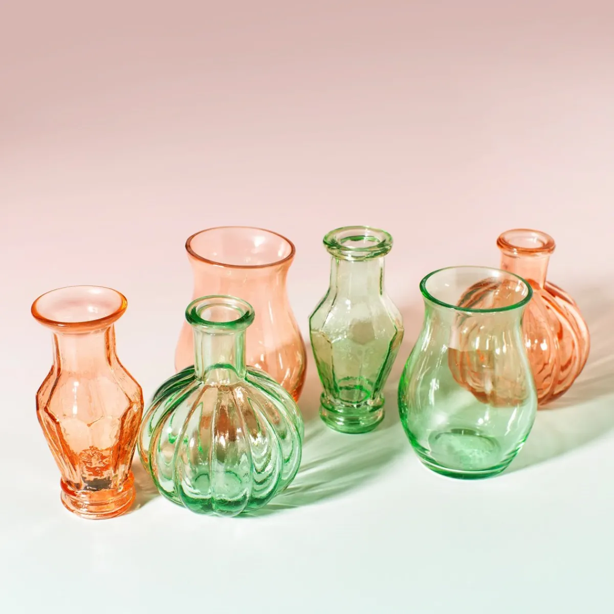 Outlet Sass and Belle Recycled Glass Vintage Bud Vase Pale Pink - Set of 3