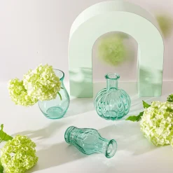 Hot Sass and Belle Recycled Glass Vintage Bud Vase Pale Blue - Set of 3