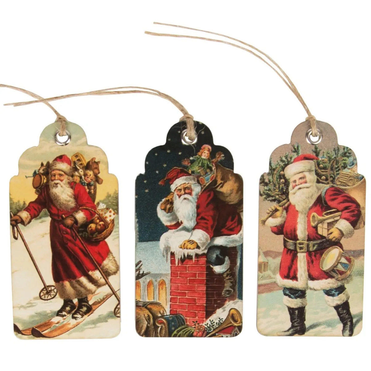 Discount Sass and Belle Retro Vintage Father Christmas Scene Gift Tags - Set of 15