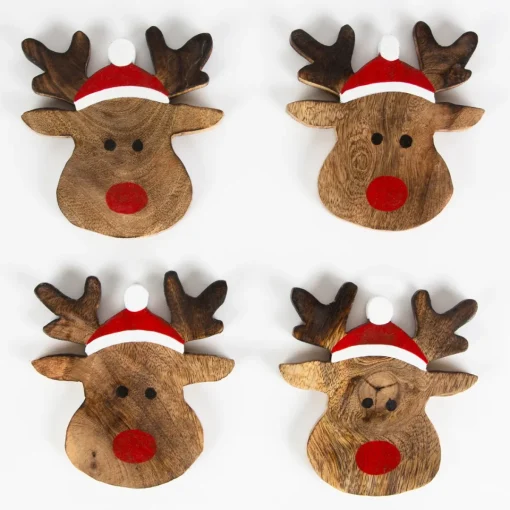 Discount Sass and Belle Rudolph the Reindeer Coasters - Set of 4