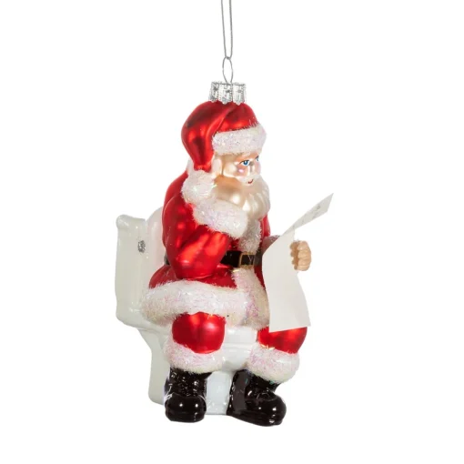 Clearance Sass and Belle Santa on the Loo Shaped Bauble
