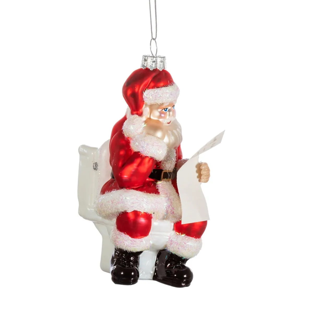 Clearance Sass and Belle Santa on the Loo Shaped Bauble