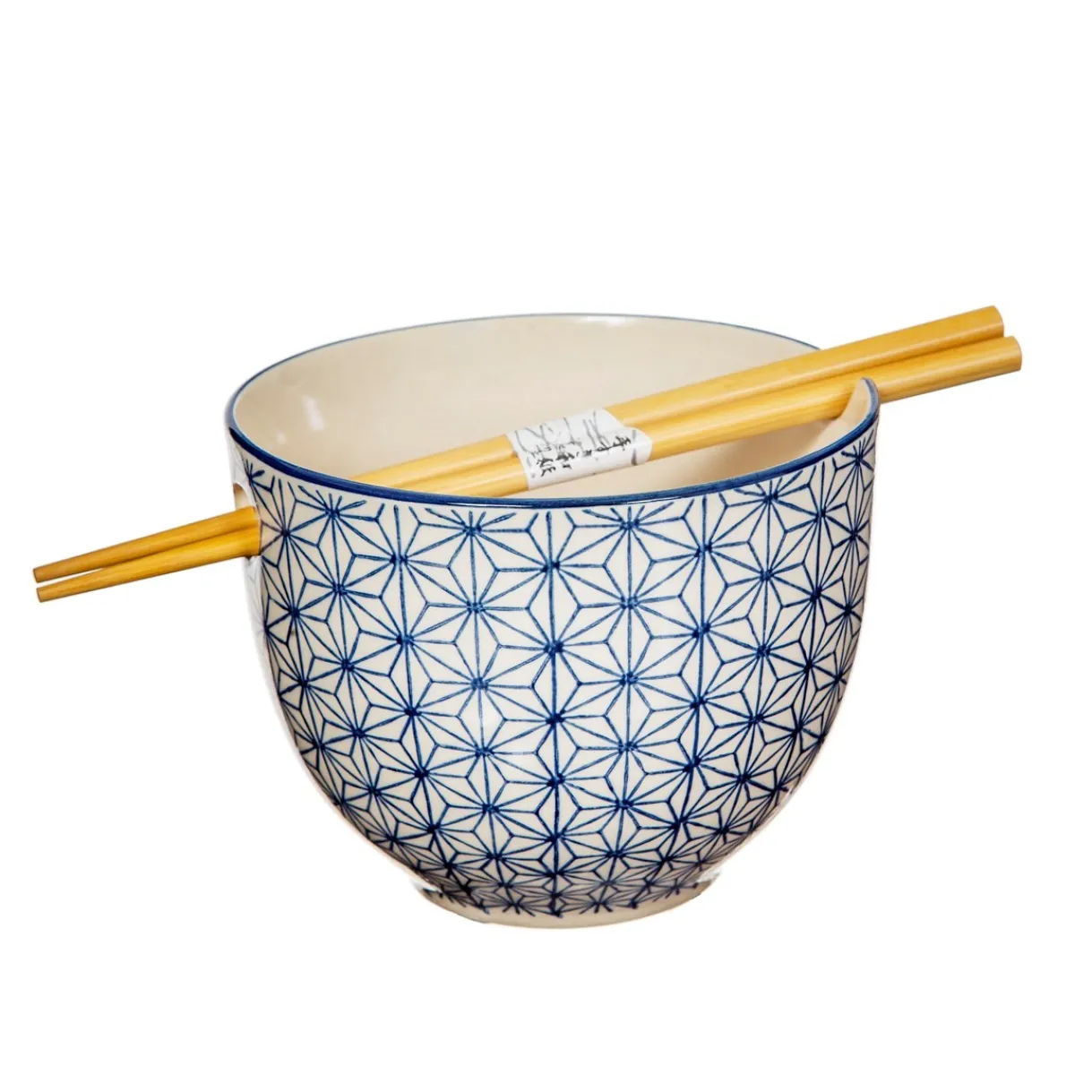 Best Sass and Belle Sashiko Pattern Noodle Bowl with Chopsticks