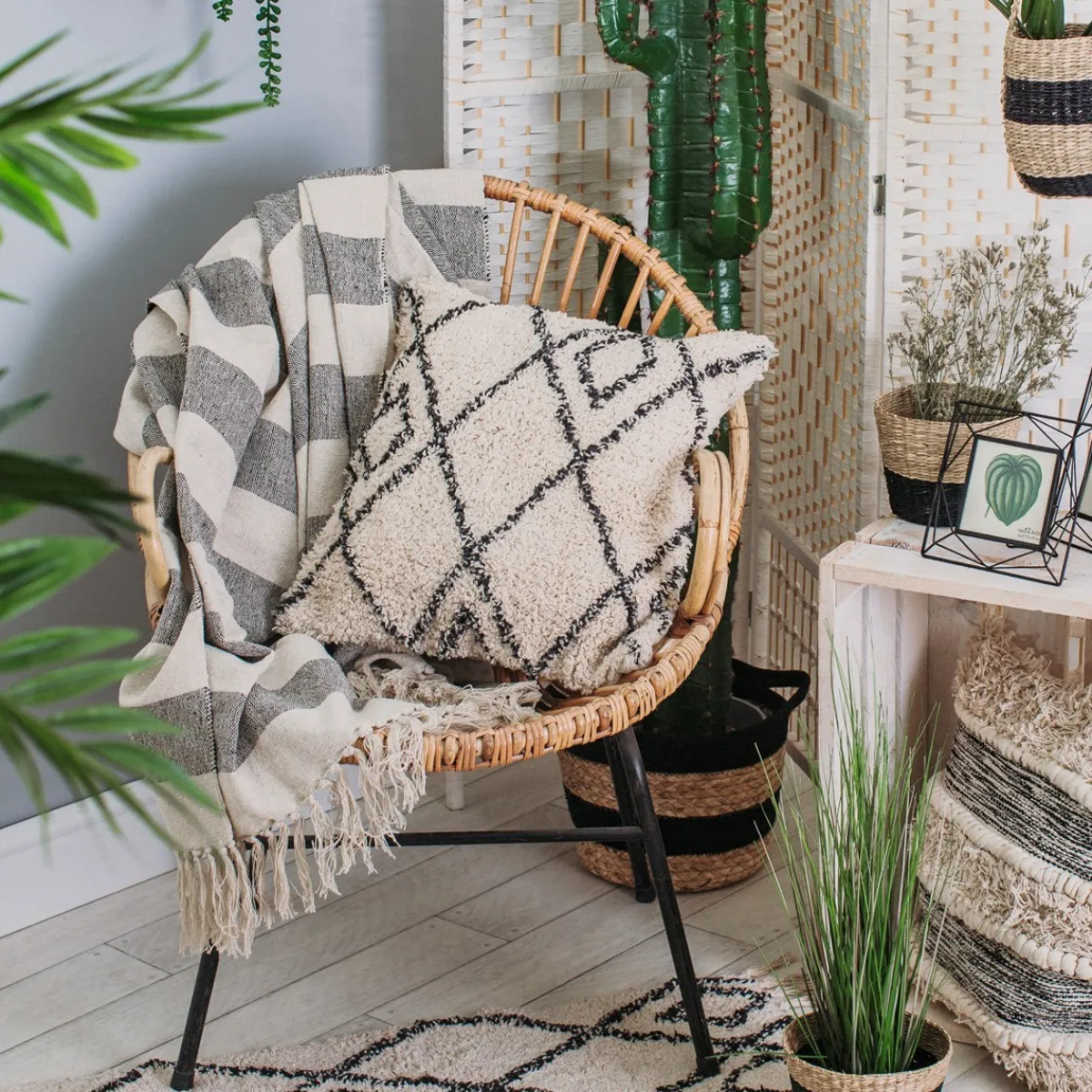 New Sass and Belle Scandi Boho Stripe Blanket Throw