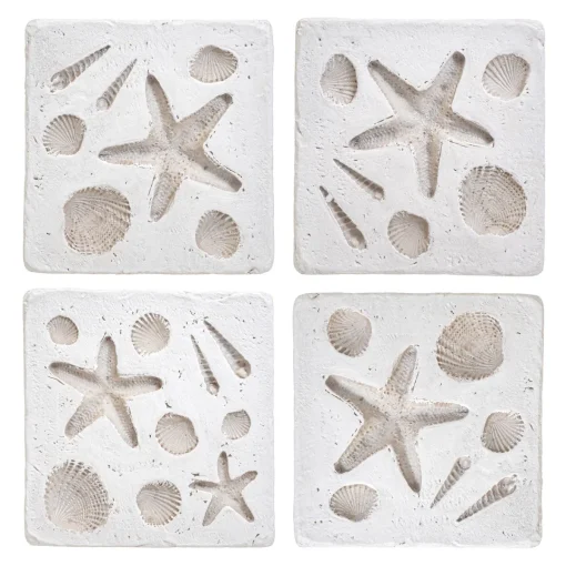 New Sass and Belle Shell Imprint Coasters - Set of 4