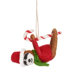 New Sass and Belle Sloth on Candy Cane Felt Decoration