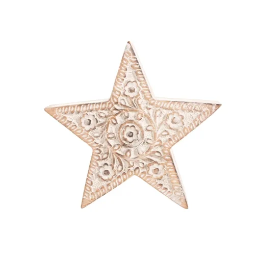 Sass and Belle Small Hand Carved Wooden Star Decoration
