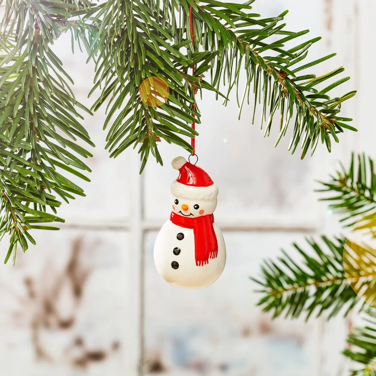 New Sass and Belle Snowman Shaped Ceramic Hanging Decoration
