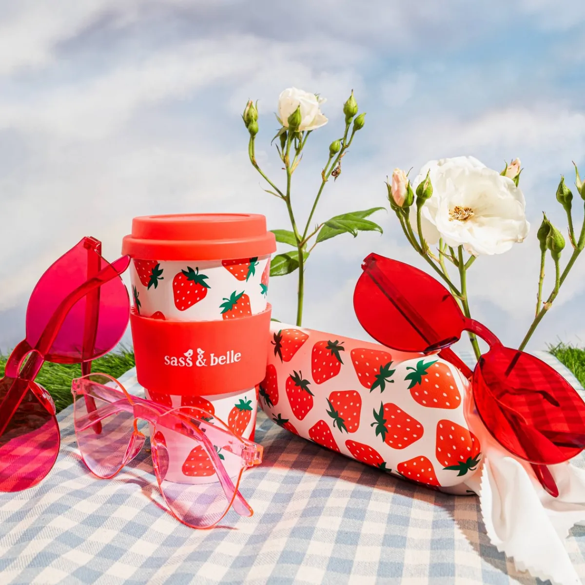 Sale Sass and Belle Strawberry Travel Coffee Cup