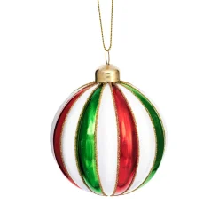 Online Sass and Belle Striped Red, Green & White Bauble