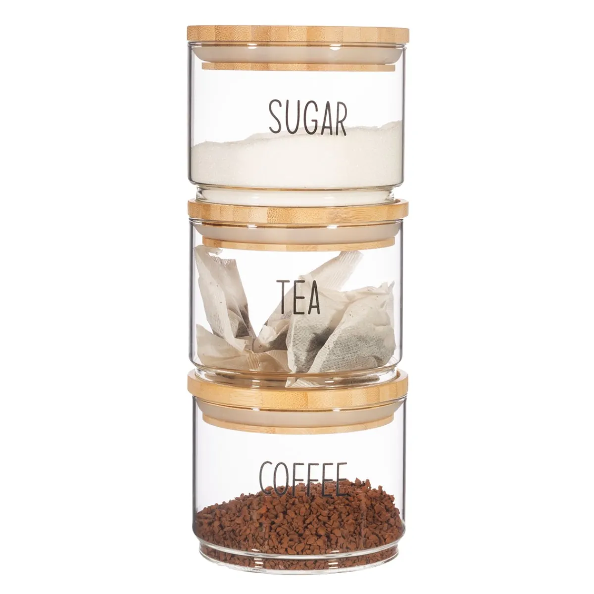 Hot Sass and Belle Tea, Coffee, Sugar Stacking Jars - Set of 3