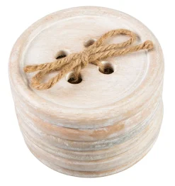 Clearance Sass and Belle Wooden Brown Button Coaster - Set of 6