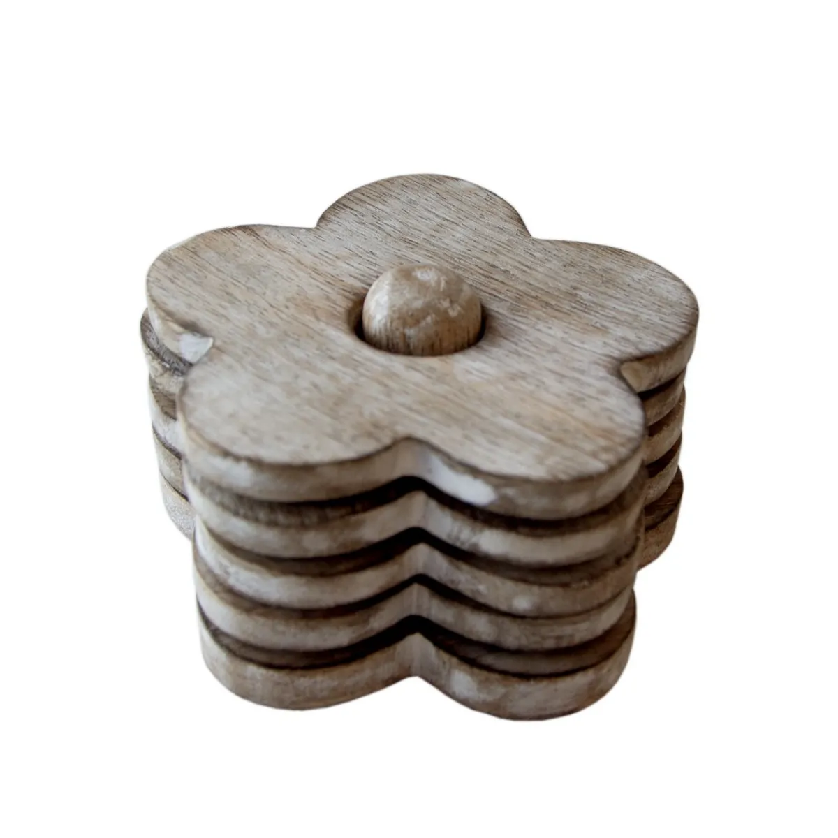 Sale Sass and Belle Wooden Brown Flower Coasters - Set of 4