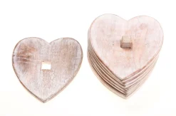 Online Sass and Belle Wooden Brown Heart Coasters - Set of 6