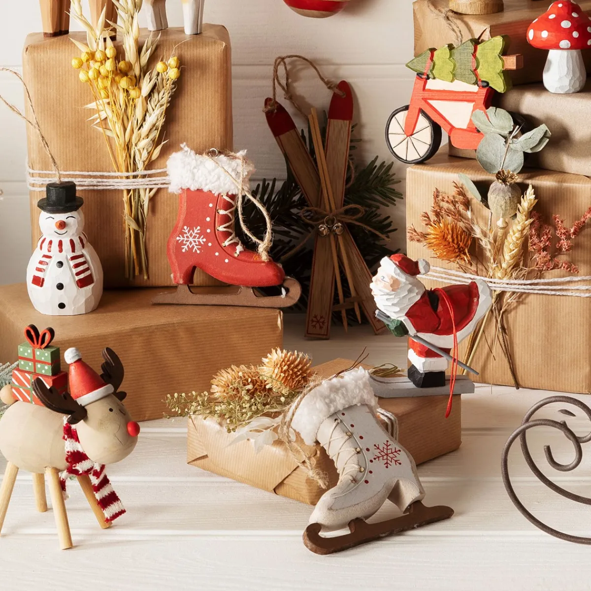 Sale Sass and Belle Wooden Skiing Santa Decoration